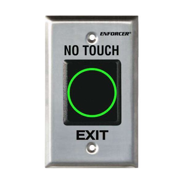 IR No-Touch RequeSLM-ST-To-Exit Sensor with English message. Green illuminated ring turns